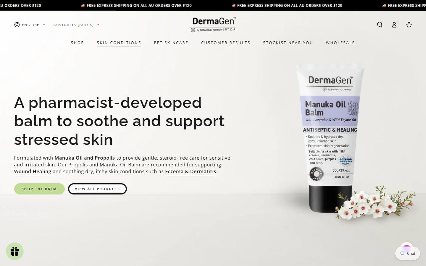 Homepage of DermaGen, dermagen.net.au, captured September 2026